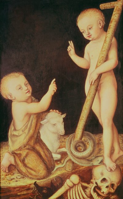 Das Jesuskind triumphiert über den Tod und der kleine Johannes der Täufer von Lucas Cranach the Elder